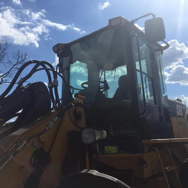 repaired Caterpillar windshield