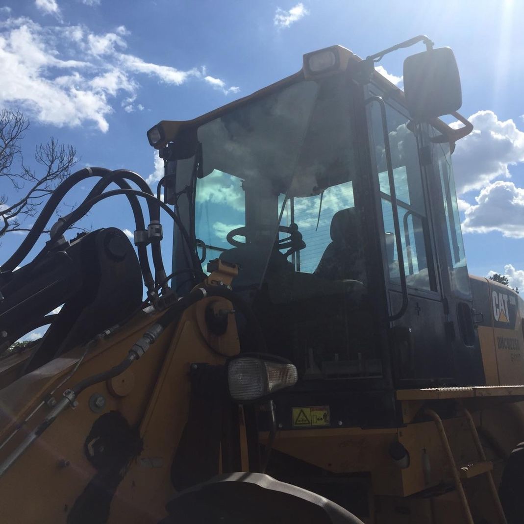 repaired Caterpillar windshield